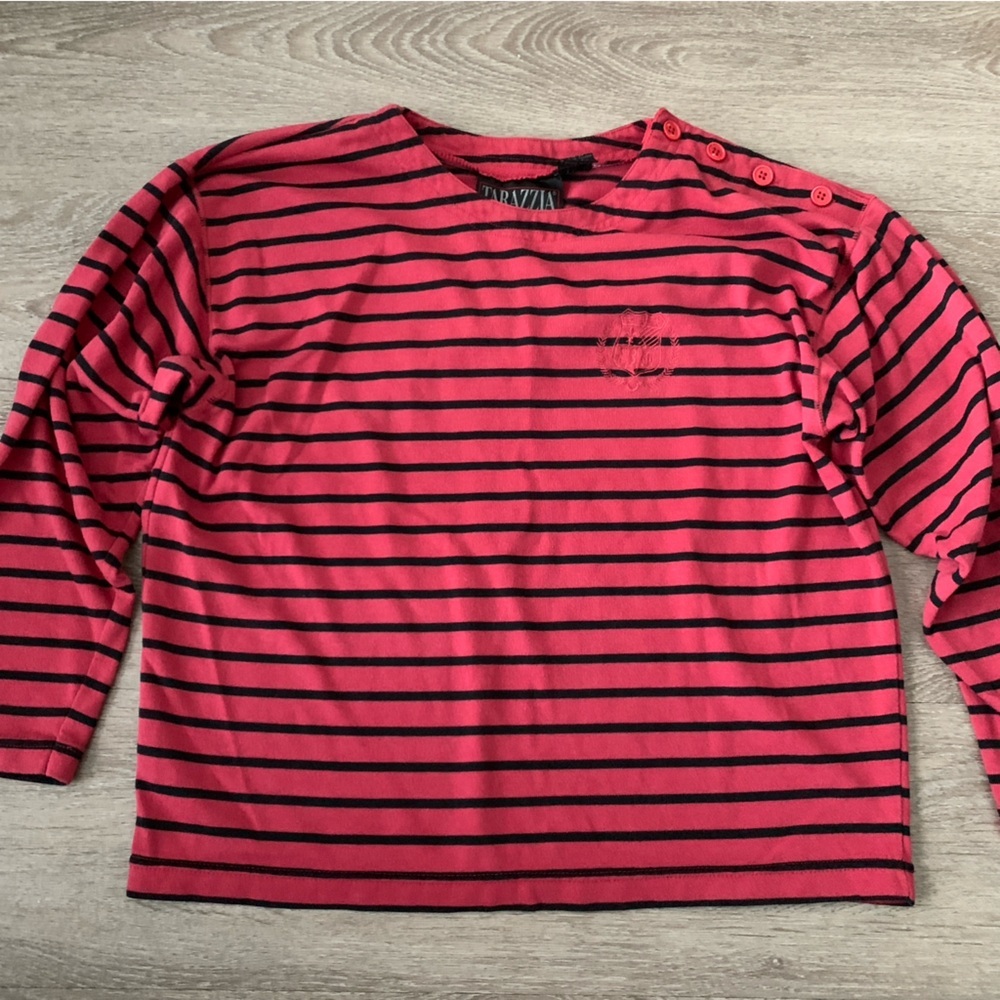 Tarazzia Red & Black Striped Long Sleeve Size M